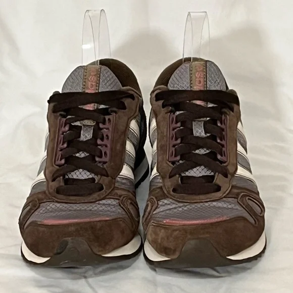 Adidas Vintage Style Brown Gray and Pink Sneakers with White Stripes Size 7.5 - Picture 3 of 9